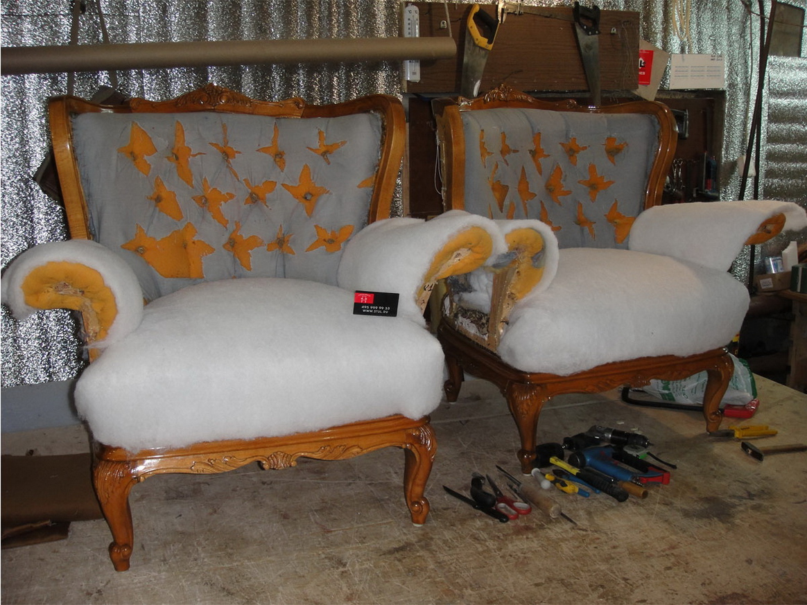 Измайловская - реставрация стульев, материал экокожа